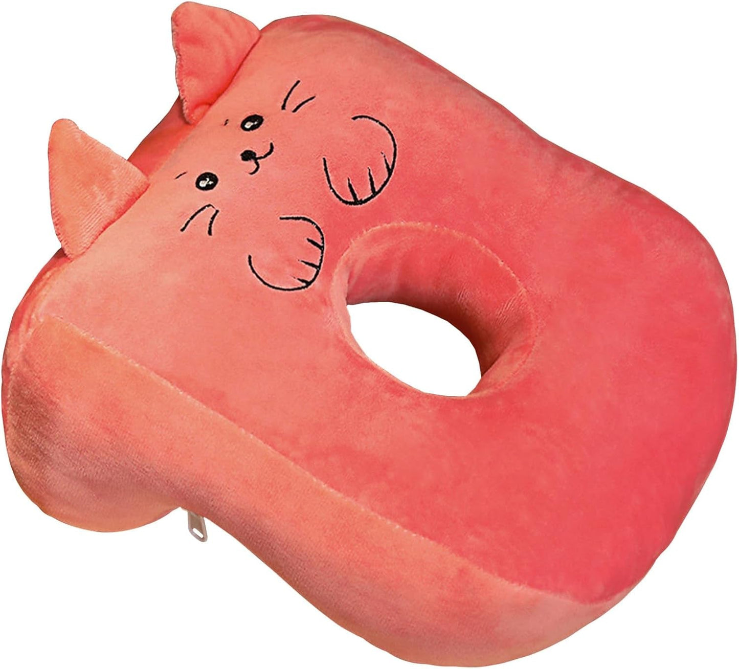 Cuscino per dormire da ufficio in cotone memory, simpatico cuscino per le orecchie, morbido cuscino per il sonno, per dormire sul lato, per donne, ragazze, bambini (gattino grigio) Naty Shop Cuscini ortopedici cervicali rosa/gatto