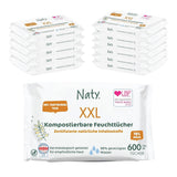 Salviette per neonati Naty | 100% privo di erbe e profumi per pelli sensibili | Salviette compostabili senza plastica e certificate con acqua purificata al 98% | 672 salviette (12 confezioni)