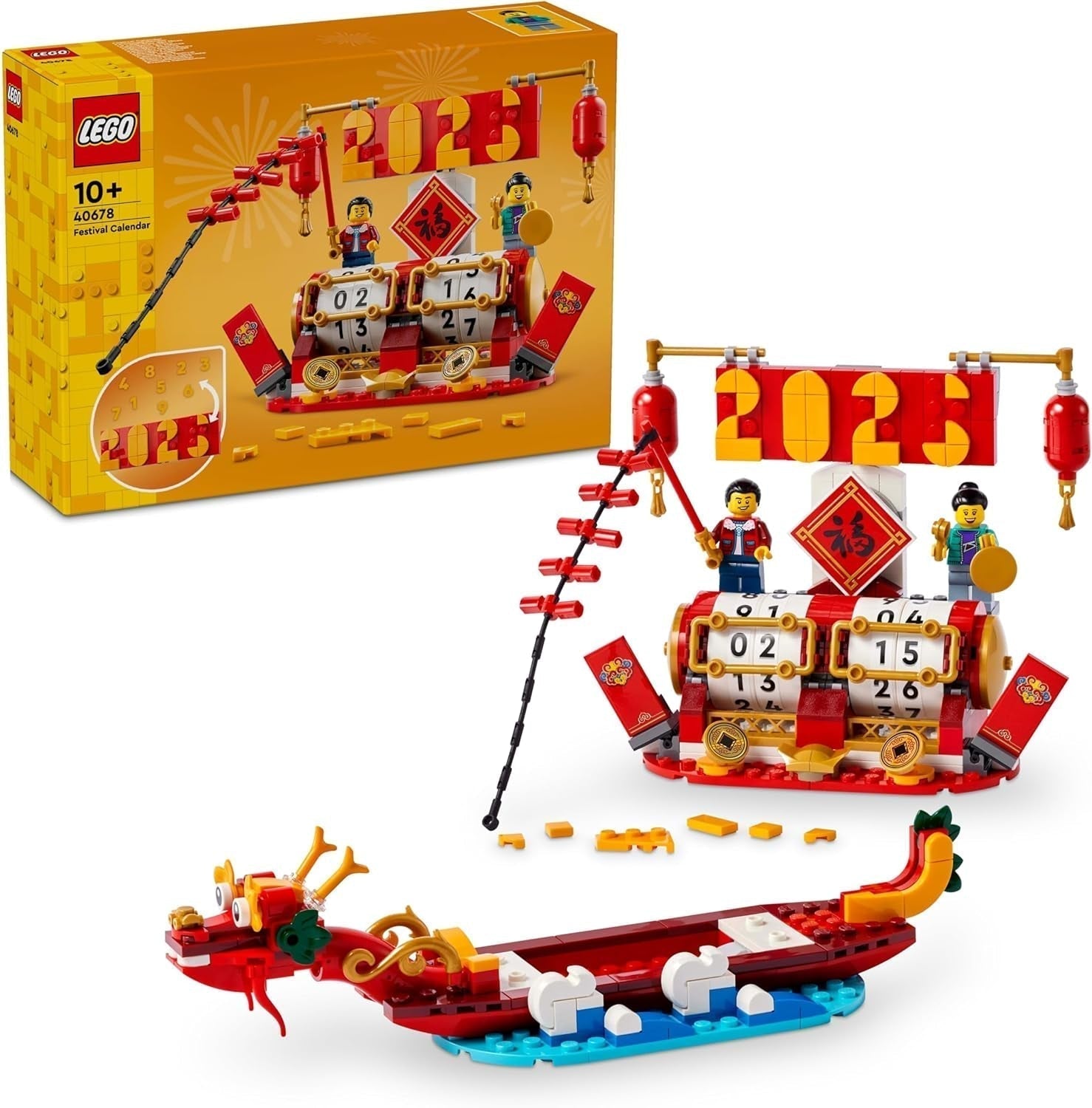 Calendario delle festività LEGO, regalo per le festività cinesi per ragazzi e ragazze, set di costruzione per il Capodanno lunare, consente ai bambini di giocare con fantasia, giocattolo festivo, decorazione per il Capodanno cinese 40678 Set di costruzione Besuche den LEGO-Store Titolo predefinito