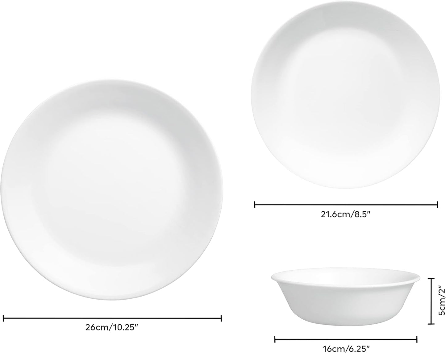 Set di stoviglie Winter Frost per 4, 12 pezzi, stoviglie in vetro Vitrelle™ ultraresistente di alta qualità, lavabili in lavastoviglie, adatte al microonde e al microonde, design invernale festivo