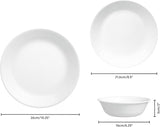 Set di stoviglie Winter Frost per 4, 12 pezzi, stoviglie in vetro Vitrelle™ ultraresistente di alta qualità, lavabili in lavastoviglie, adatte al microonde e al microonde, design invernale festivo