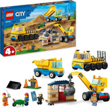 LEGO City 60391 Veicoli da costruzione e gru da demolizione, escavatore, autocarro con cassone ribaltabile e veicolo da trasporto, giocattolo educativo per bambini dai 4 anni in su Set di costruzione Besuche den LEGO-Store Single