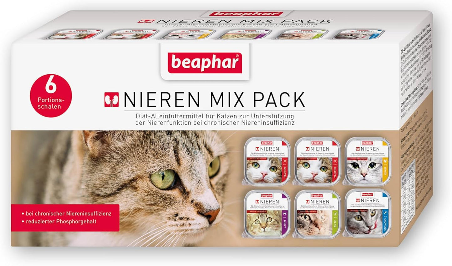 BEAPHAR – Pacchetto misto Renal Diet – Alimento completo per gatti con insufficienza renale cronica – Per supportare la funzionalità renale – 6 x 100 g