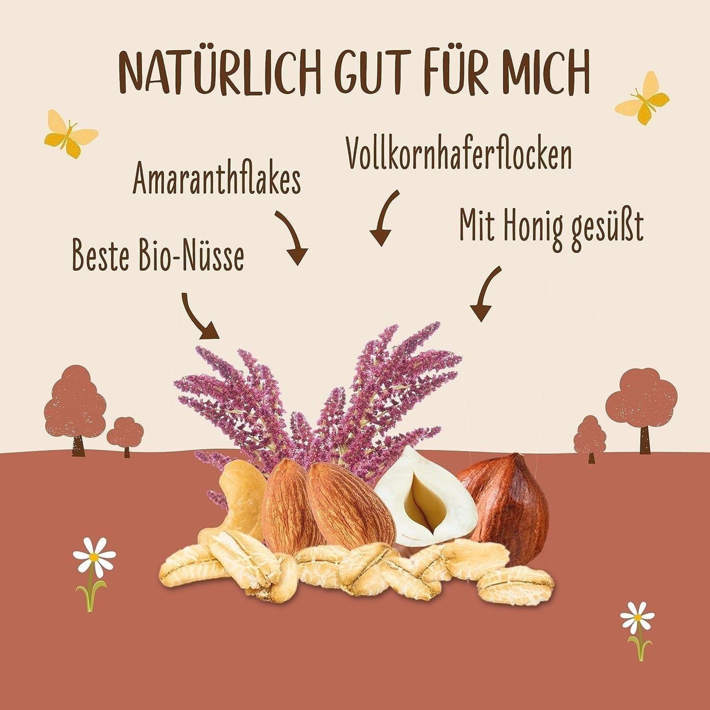 ALLOS Amaranto Croccante Nobleuss | Muesli biologico, noci, avena, cereali per il piccolo Cereal Naty Shop