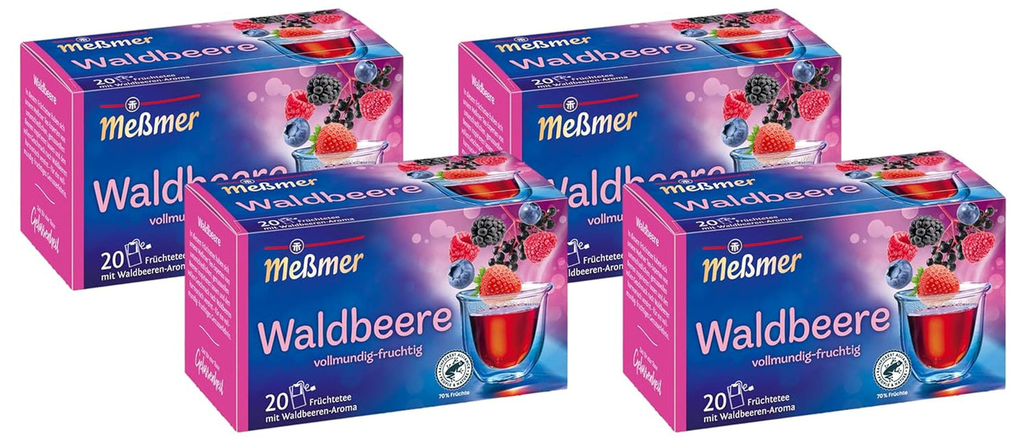 Bacche Meßmer | 20 bustine di tè | Vegano | Senza glutine | Senza lattosio (confezione da 4)
