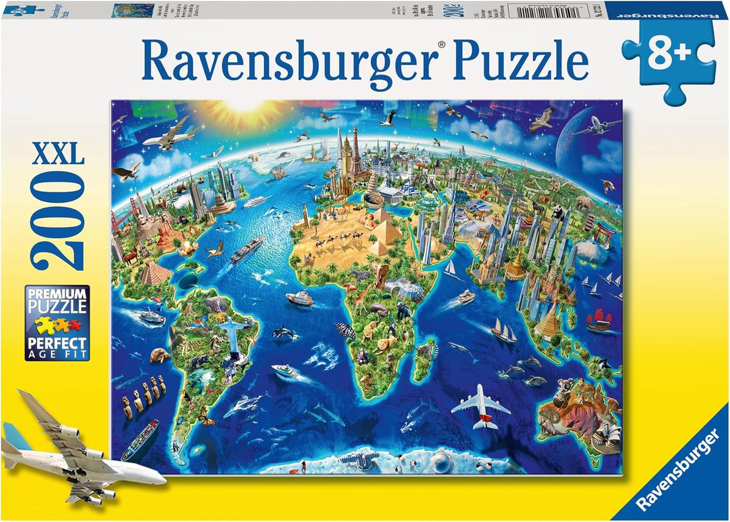 Puzzle per bambini Ravensburger - 12722 Grande, vasto mondo - Puzzle con mappa del mondo per bambini dagli 8 anni in su, con 200 pezzi in formato XXL Puzzle Naty Shop Titolo predefinito