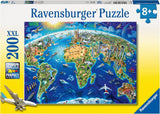 Puzzle per bambini Ravensburger - 12722 Grande, vasto mondo - Puzzle con mappa del mondo per bambini dagli 8 anni in su, con 200 pezzi in formato XXL Puzzle Naty Shop Titolo predefinito