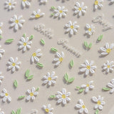 Adesivi per unghie Margherite bianche in rilievo 5D Adesivi per unghie Fiori Adesivi autoadesivi in ​​lamina di fiori Adesivi per nail art Margherite Accessori per la decorazione delle unghie Adesivi di design floreale Nail Art
