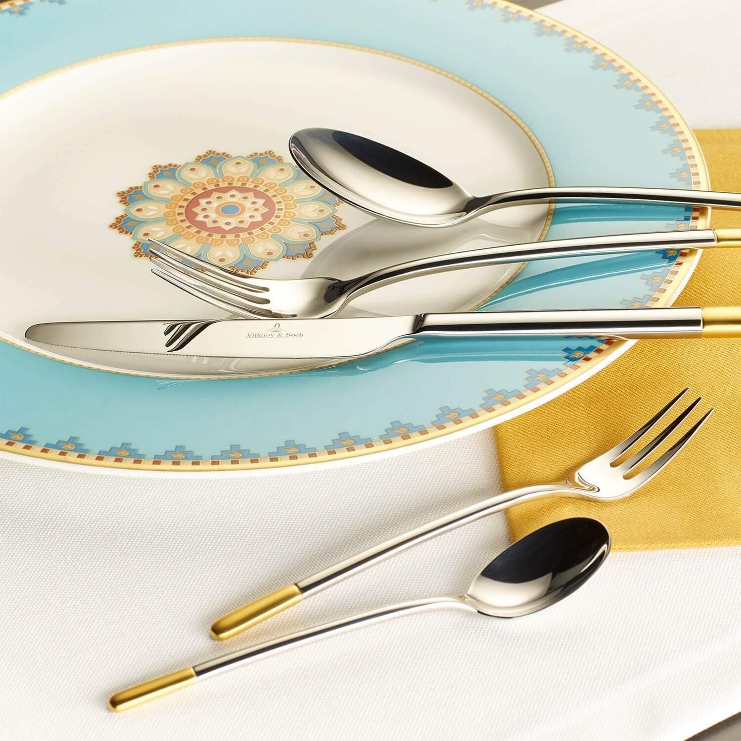 Villeroy & Boch - Posate Ella parzialmente dorate oro, 30 pezzi, 6 persone, lavabili in lavastoviglie, acciaio inox Cucina Naty Shop