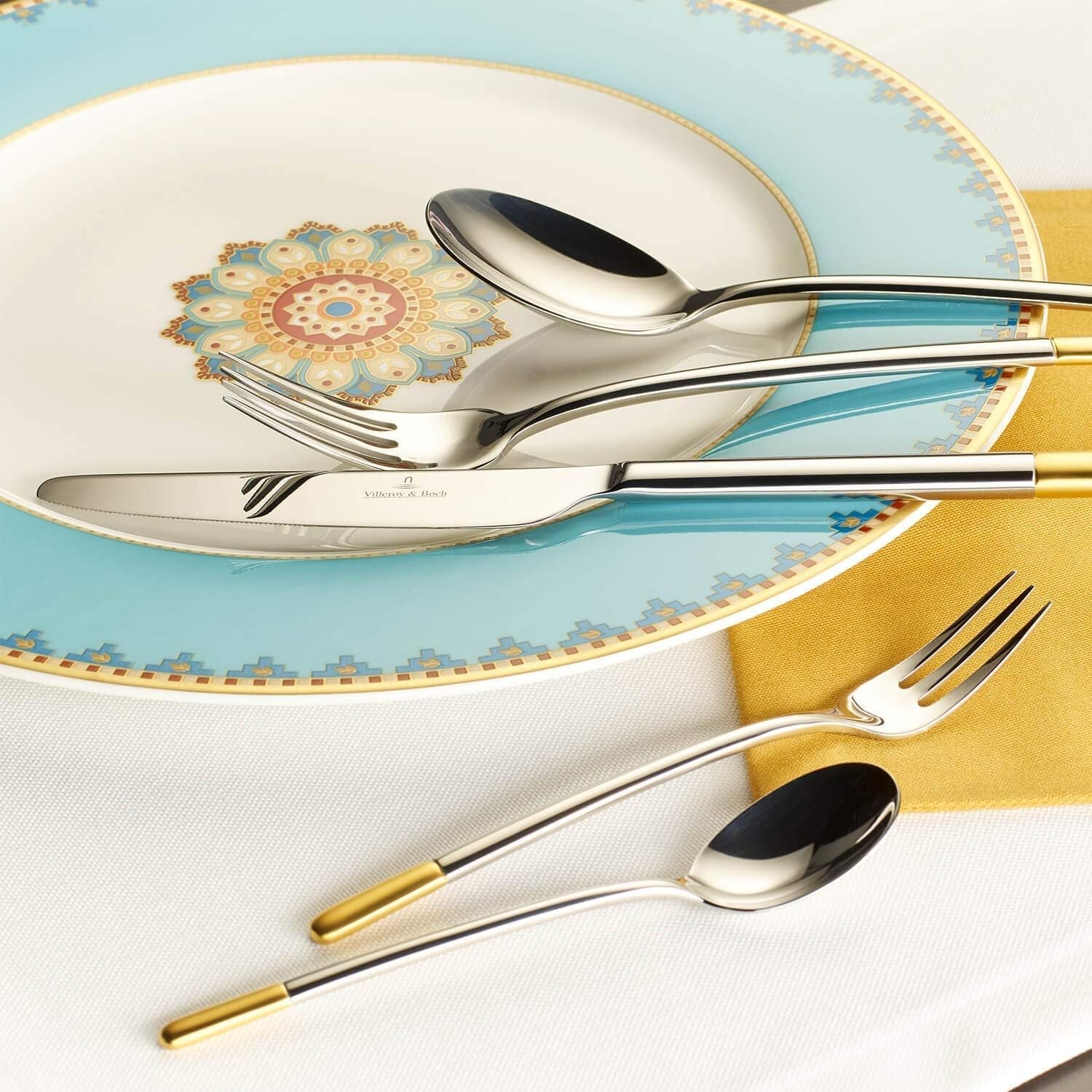 Villeroy & Boch - Posate Ella parzialmente dorate oro, 30 pezzi, 6 persone, lavabili in lavastoviglie, acciaio inox Cucina Naty Shop