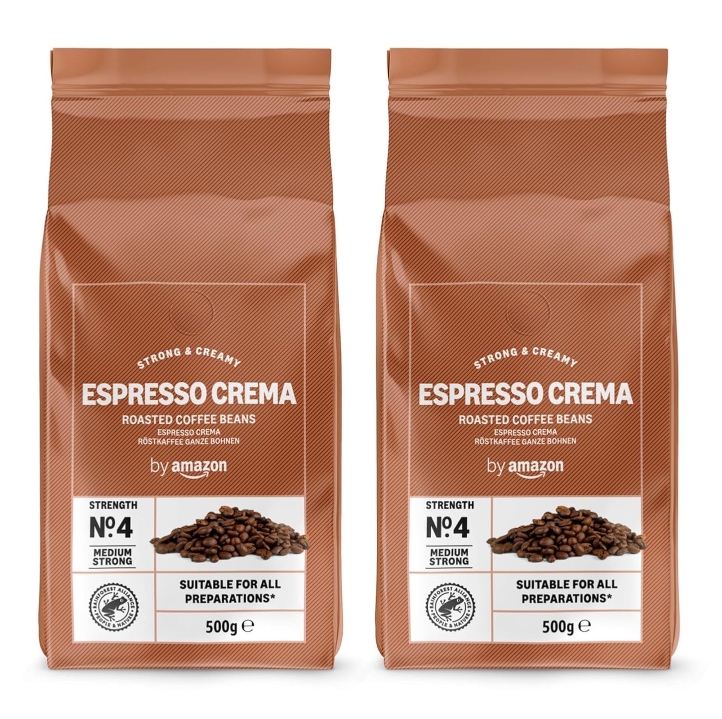 di Amazon Espresso Crema Röstkaffee Ganze Bohnen, 1kg (2 confezioni da 500g), Rainforest Alliance-Zertifizierung