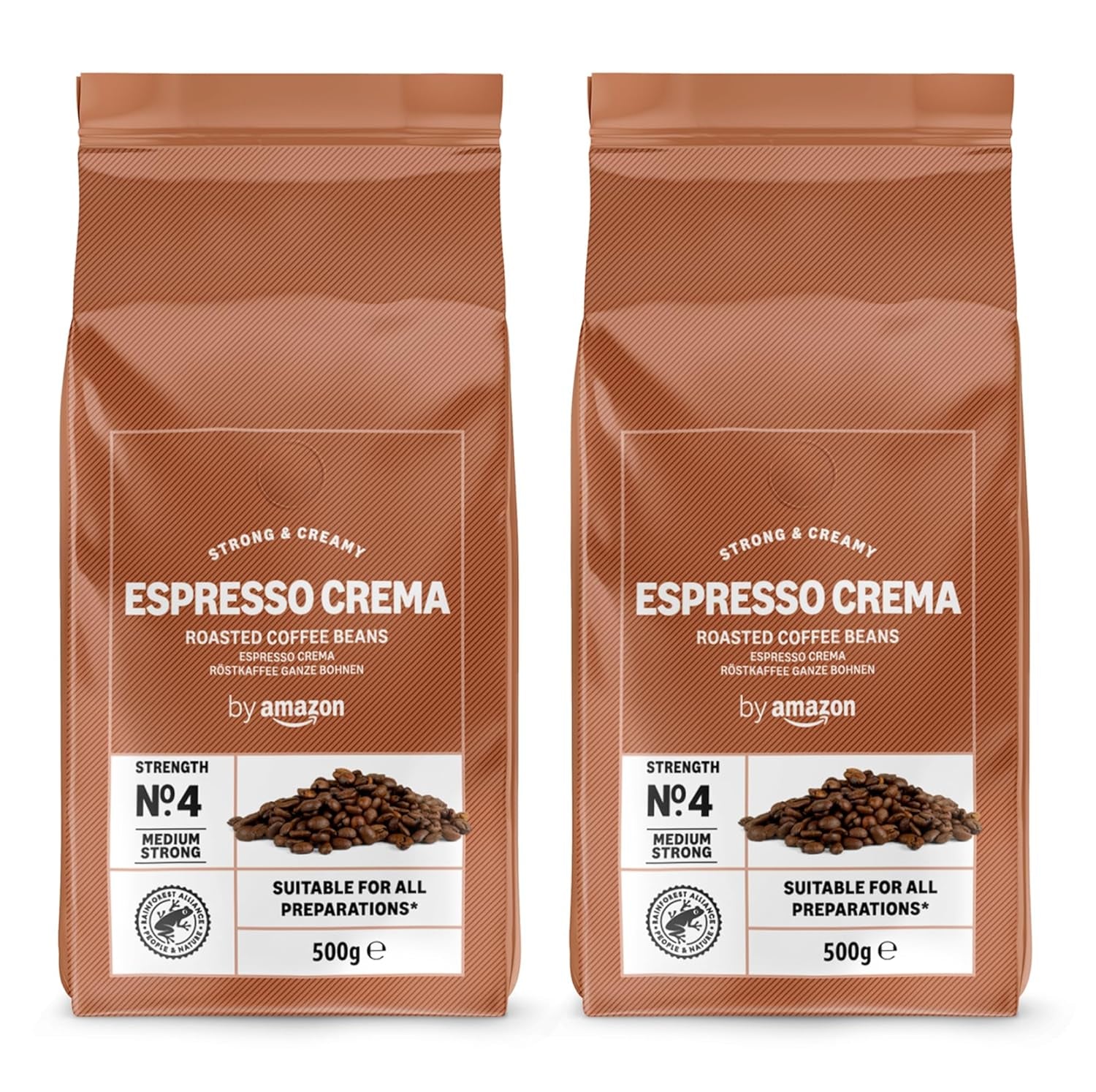 di Amazon Espresso Crema Röstkaffee Ganze Bohnen, 1kg (2 confezioni da 500g), Rainforest Alliance-Zertifizierung