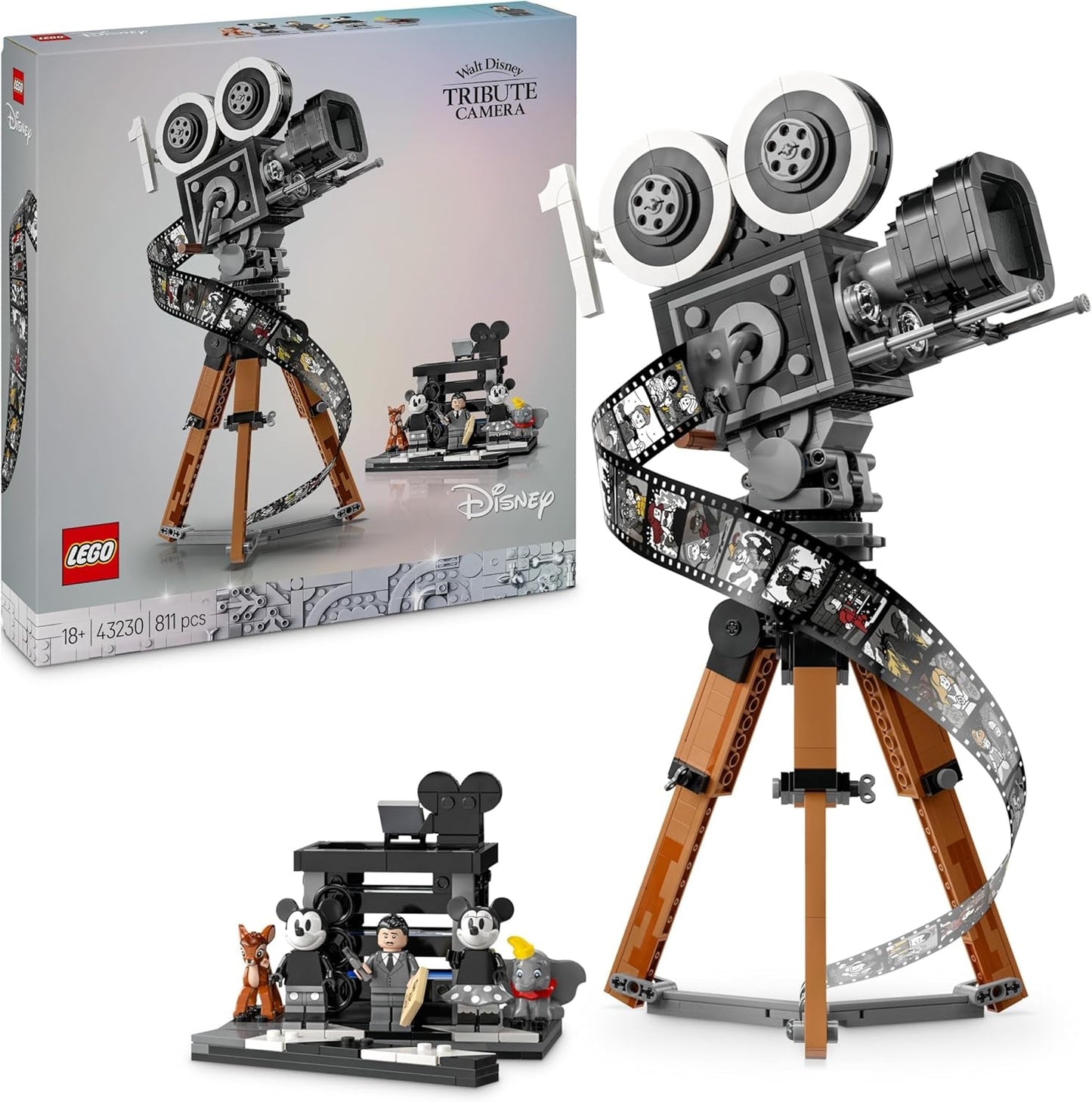 LEGO | Disney Camera - Omaggio a Walt Disney, Set per adulti con minifigure di Topolino e Minnie, personaggi di Bambi e Dumbo, Regalo per donne, uomini e fan, Esposizione 43230 Set da costruzione Besuche den LEGO-Store Modern