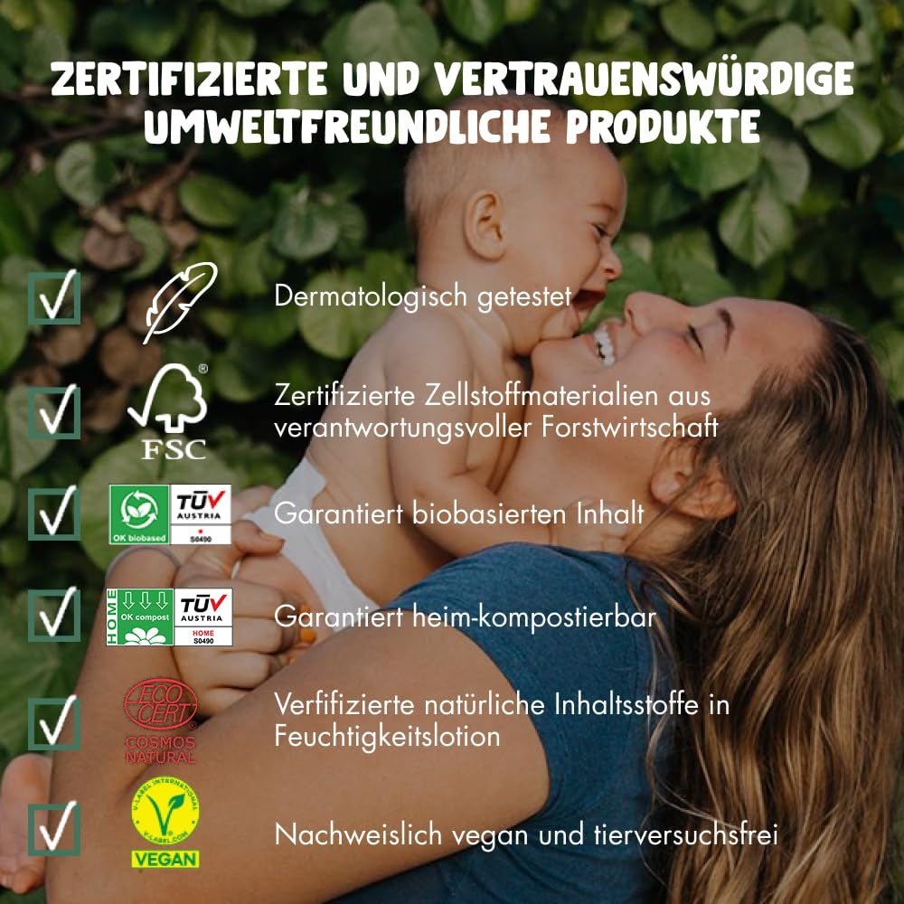 Salviette per neonati Naty | 100% privo di erbe e profumi per pelli sensibili | Salviette compostabili senza plastica e certificate con acqua purificata al 98% | 672 salviette (12 confezioni)