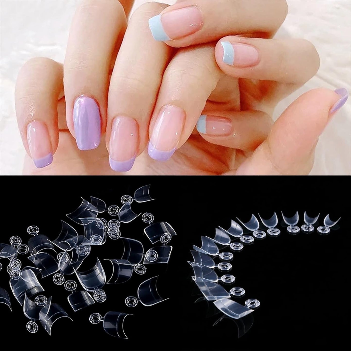 600 pezzi di unghie artificiali ovali corte 12 misure mezza copertura punte per unghie finte acriliche unghie artificiali per manicure donna salone fai da te (trasparente)