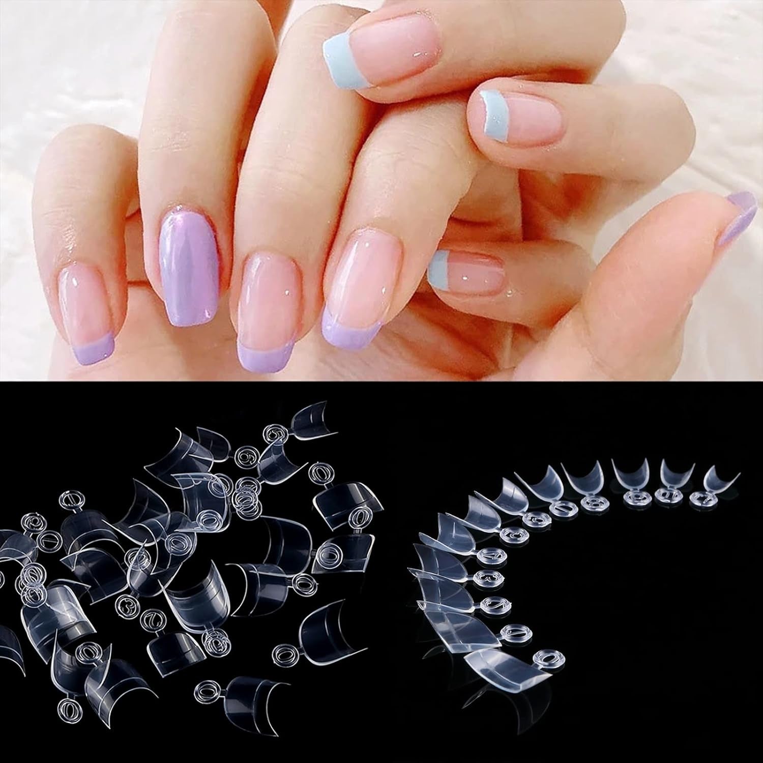 600 pezzi di unghie artificiali ovali corte 12 misure mezza copertura punte per unghie finte acriliche unghie artificiali per manicure donna salone fai da te (trasparente)