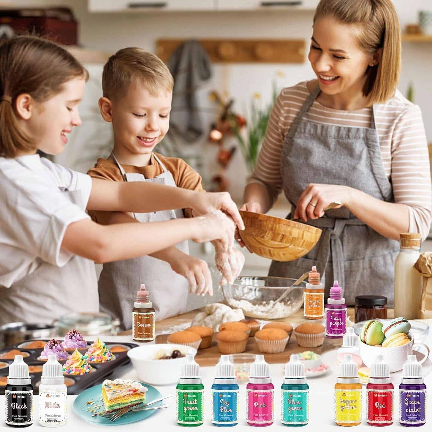 Set 12 coloranti alimentari liquidi, 10 ml Naty Shop