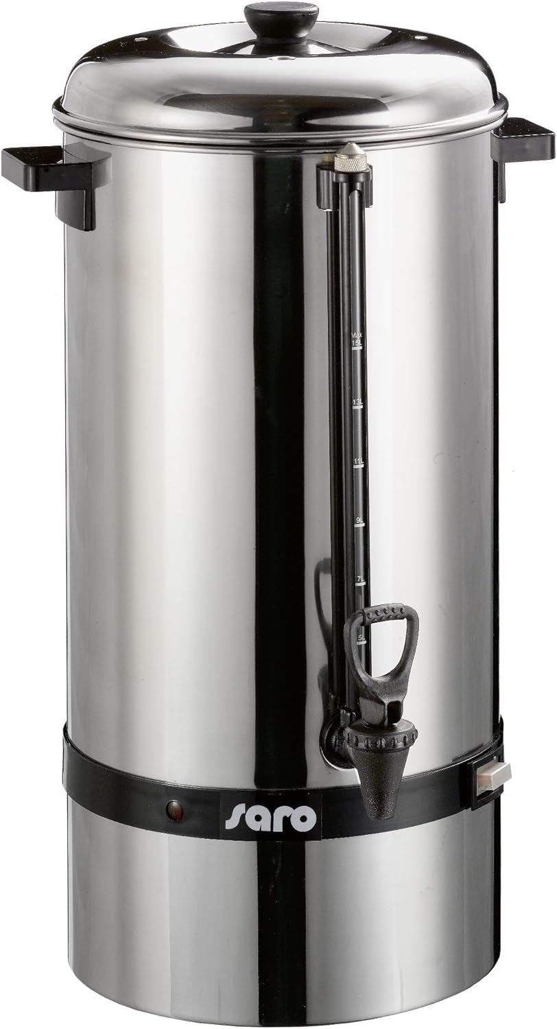 Macchina per caffè espresso Saro con filtro tondo - 6,75 L / 40 tazze - acciaio inox - funzione erogazione e mantenimento in caldo - rubinetto di sicurezza - vetro spia - 1,5 kW - modello SAROMICA 6005