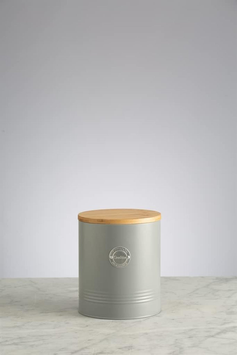 Collezione LIVING, biscottiera con coperchio | grigio pastello | Scatola per biscotti da 3,4 litri | barattolo di biscotti in acciaio con coperchio | Barattoli ermetici in bambù con coperchio Scatole per alimenti Naty Shop