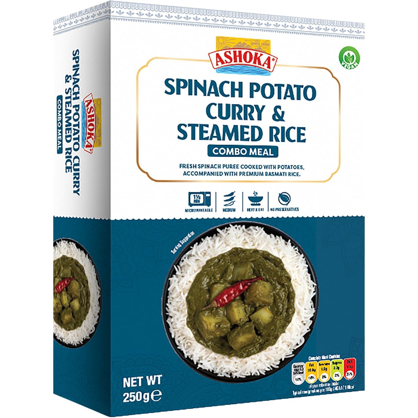 ASHOKA - Curry istantaneo con spinaci, patate e riso - (1 x 250 g)