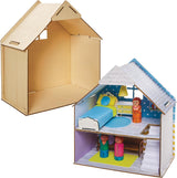 Baker Ross FN199 Costruisci la tua casa delle bambole in legno - Kit di costruzione per casa delle bambole da 1 pezzo per bambini