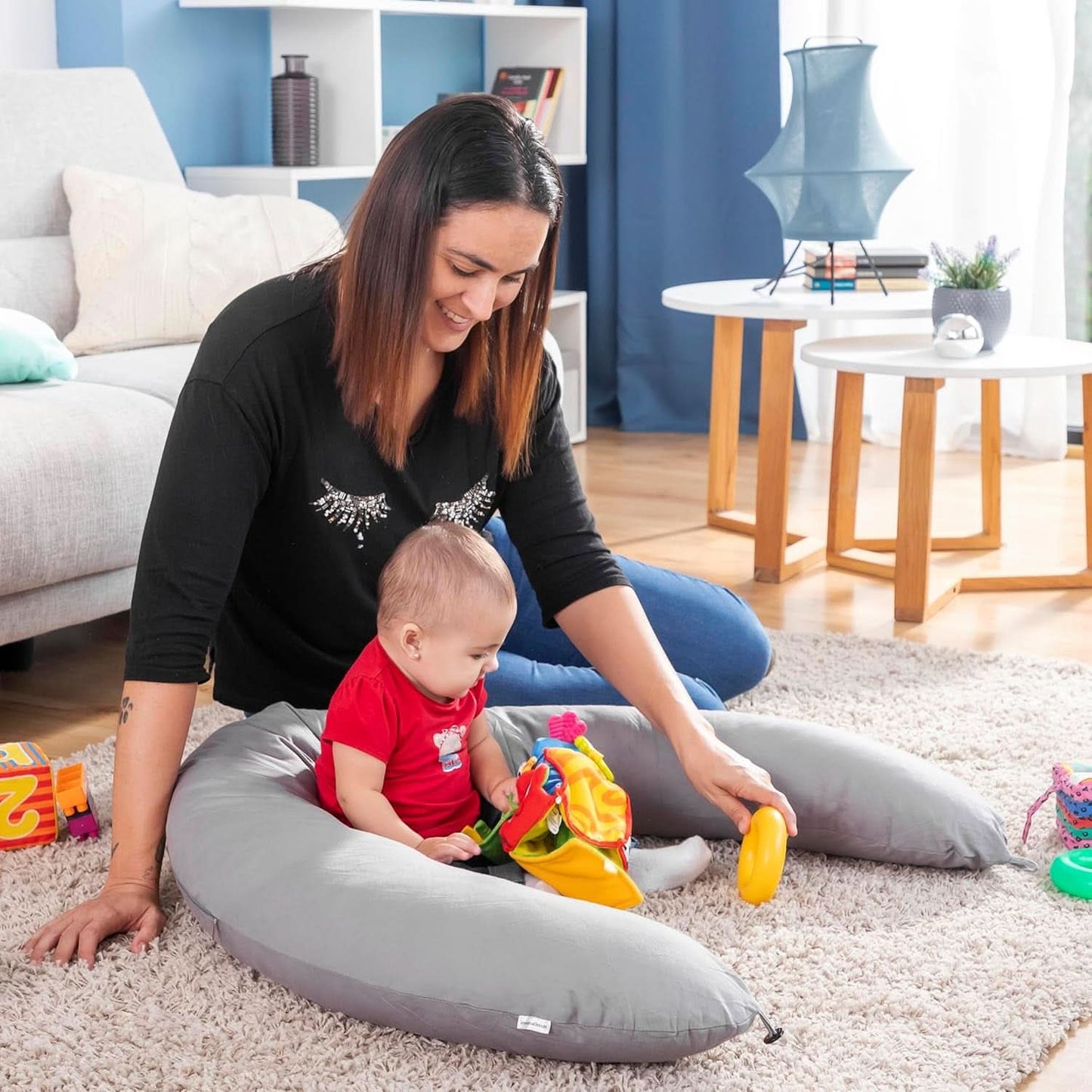 Innovagoods - Cuscino allattamento multifunzionale, Design ergonomico per il relax di mamma e bambino, Regolabile in diverse posizioni, Lavabile, Colorato, Polycotone Accessori Alimentazione e Allattamento Baby Naty Shop