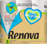 Carta igienica Renova 100% RICICLATA 9 rotoli, bianca, normale