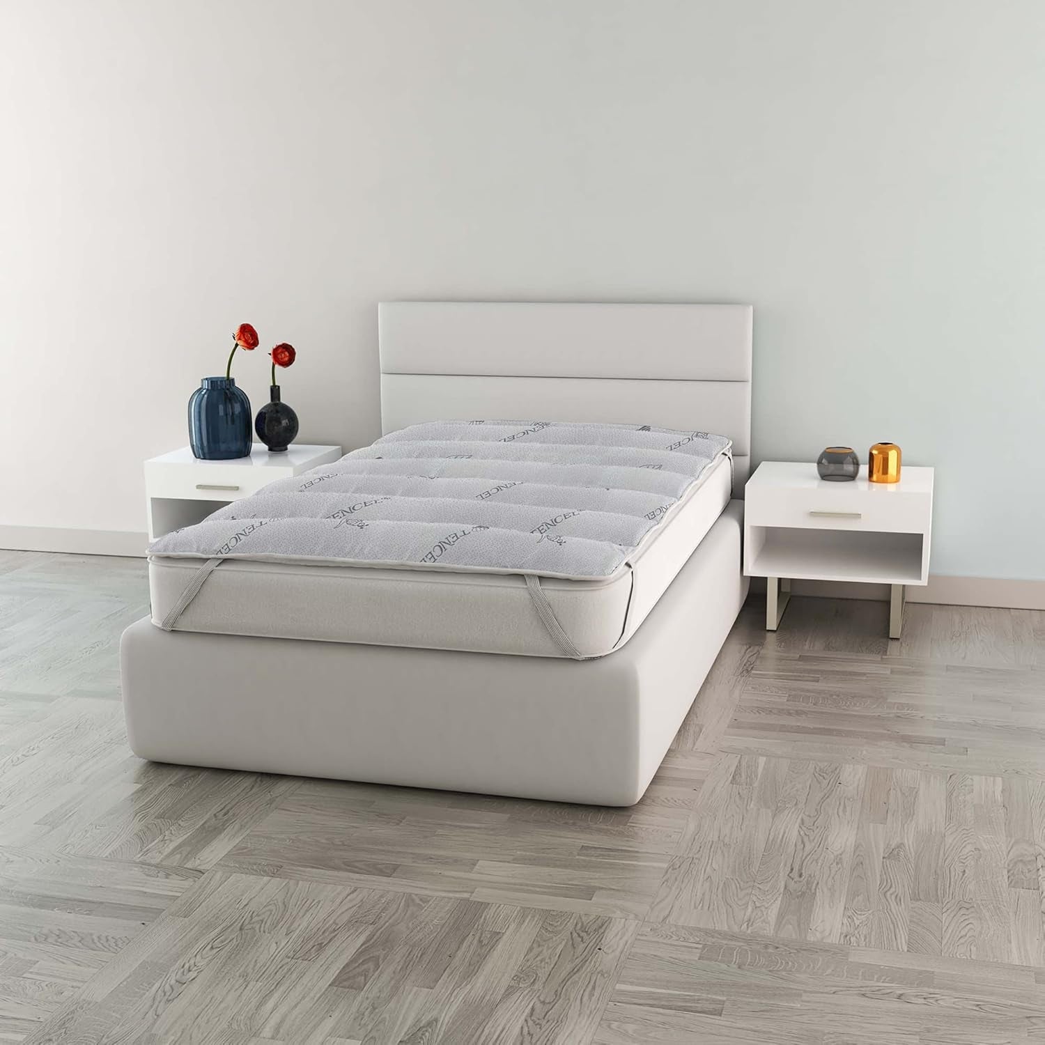 MB Home Italia, Topper, Thermocontrol, Piumini e Trapunte Matrimoniali 160X195 Cm Naty Shop Singolo 80X195 Cm Tencel