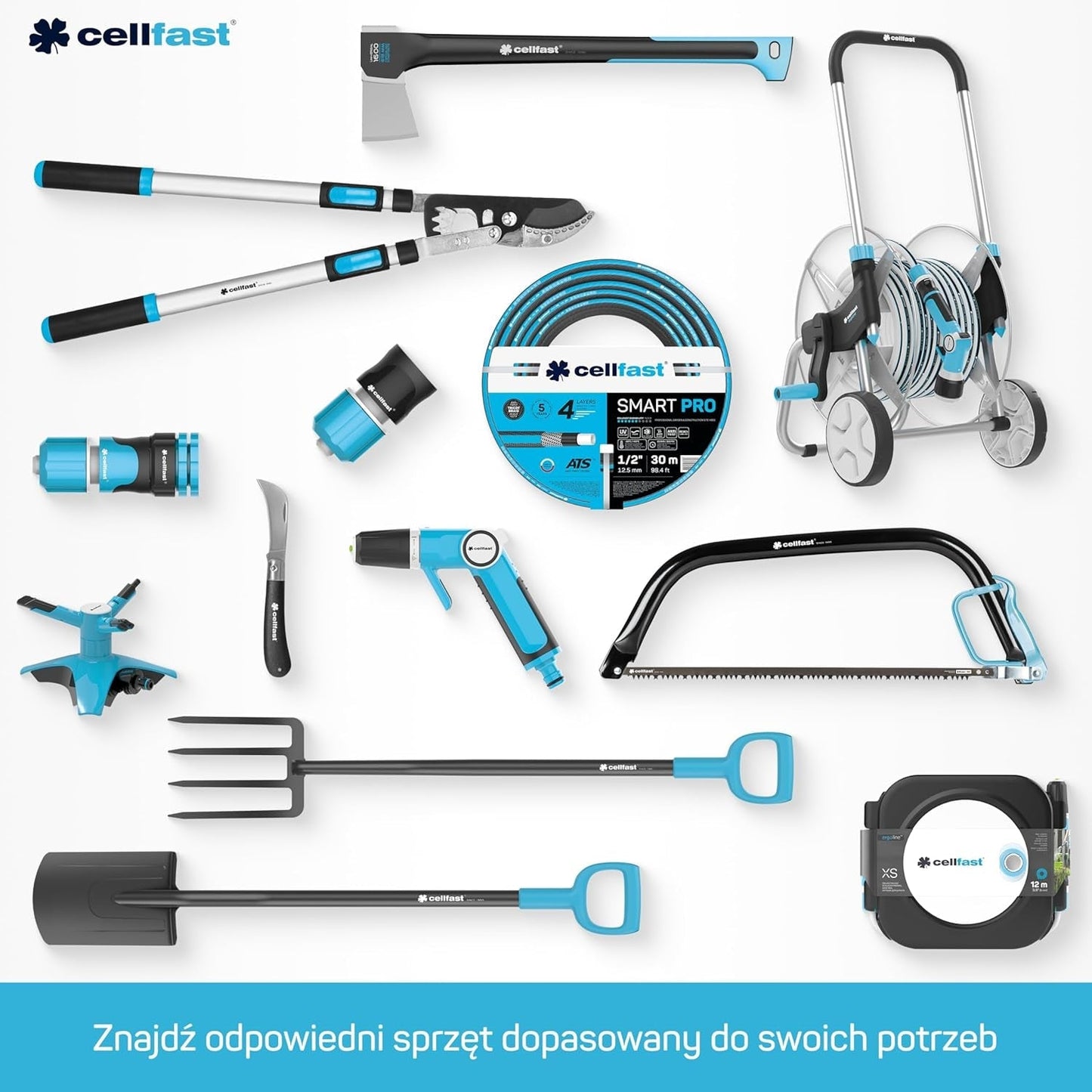 Tubo da giardino Cellfast MULTIFLEX PRO, durevole, 6 capi, treccia lavorata ATS2, resistente ai raggi UV e alle alghe, senza metalli pesanti, tecnologia Velvet, 35 bar, -20/+65°C, 3/4", 30m