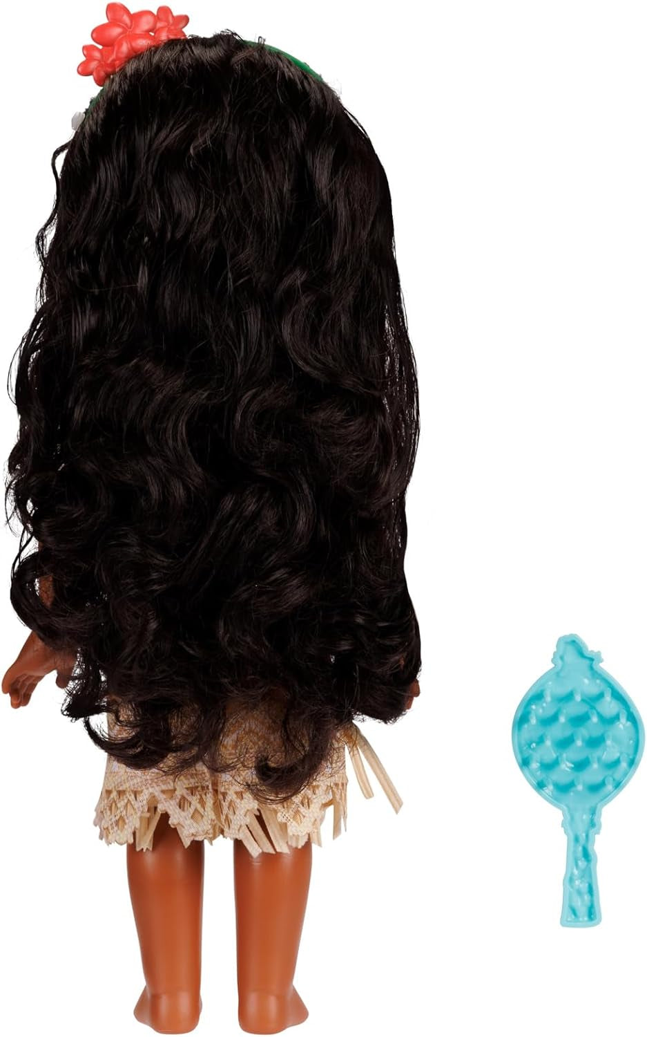 Disney Princess Moana bambola da 35 cm, occhi glitter riflettenti, articolazioni mobili, vestito staccabile, fermaglio floreale, capelli lunghi, per ragazze dai 3 anni in su