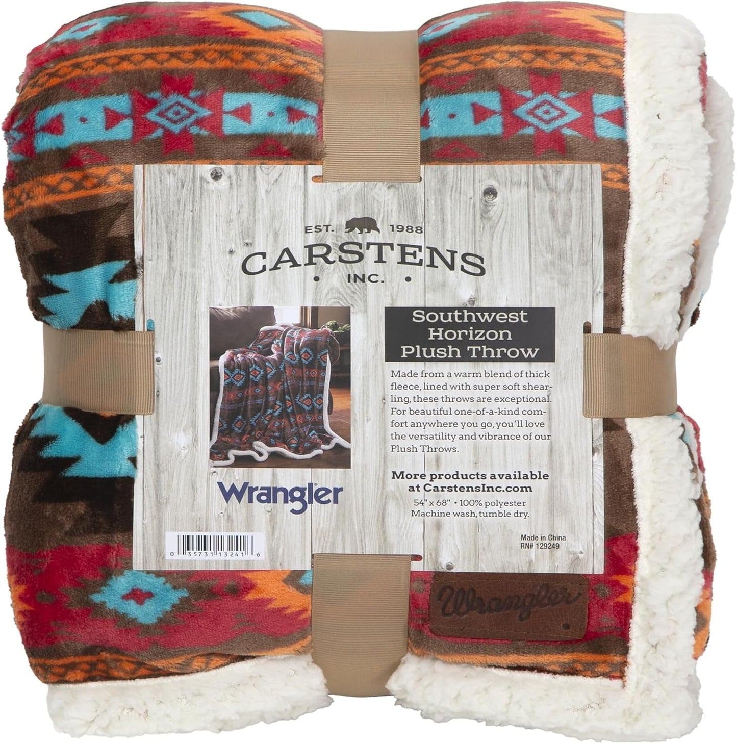 CARSTENS, INC. Coperta Wrangler Ultra Premium, super morbida, pile Sherpa, oversize, 137,2 x 172,7 cm, Letti e coperte Orizzonte sud-ovest Carstens, Inc. Orizzonte sud-ovest