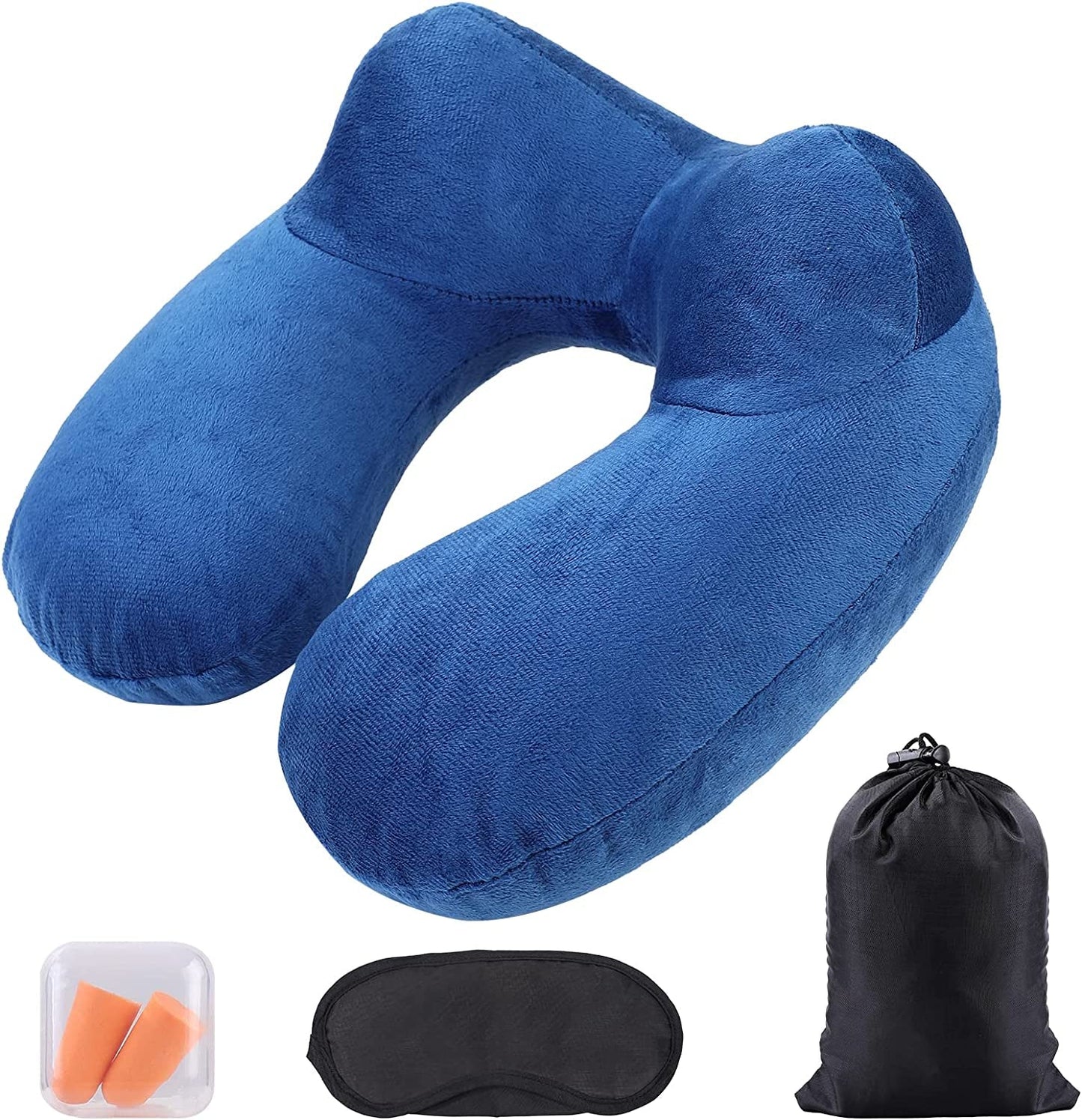 Cuscino per il collo gonfiabile da viaggio, cuscino per il collo gonfiabile compatto e veloce con fodera per cuscino lavabile per viaggi in auto, aereo, treno, ufficio, famiglia