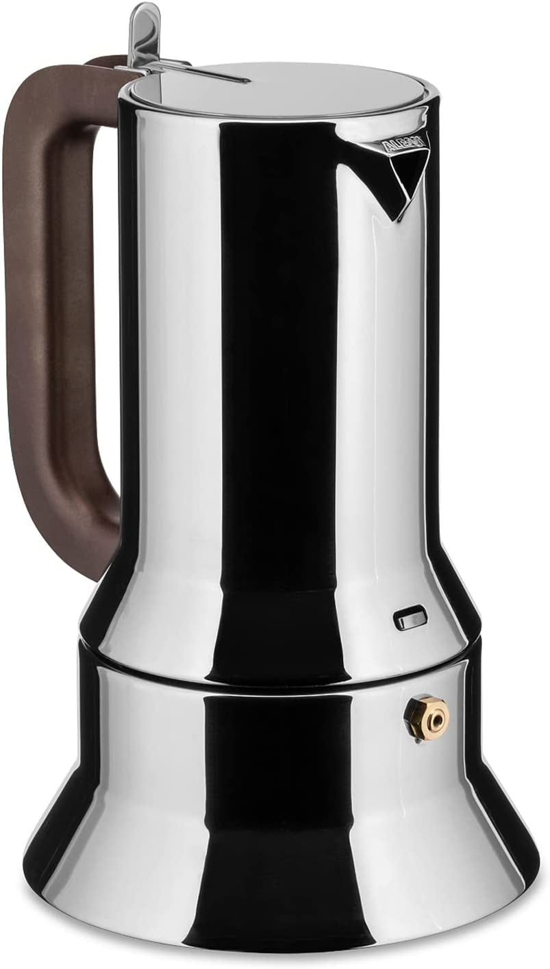 Alessi 9090/6 Espresso con 6 tazze per induzione, acciaio inossidabile, argento, 15,5 x 13,5 x 27 cm