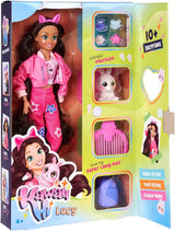 Simba 105953975 - Kawaii Hi Dress-Up Lucy Doll (26 cm) - Bambola articolata per parrucchiere, bambola coniglio a pelo lungo e accessori giocattolo da 4 anni in su