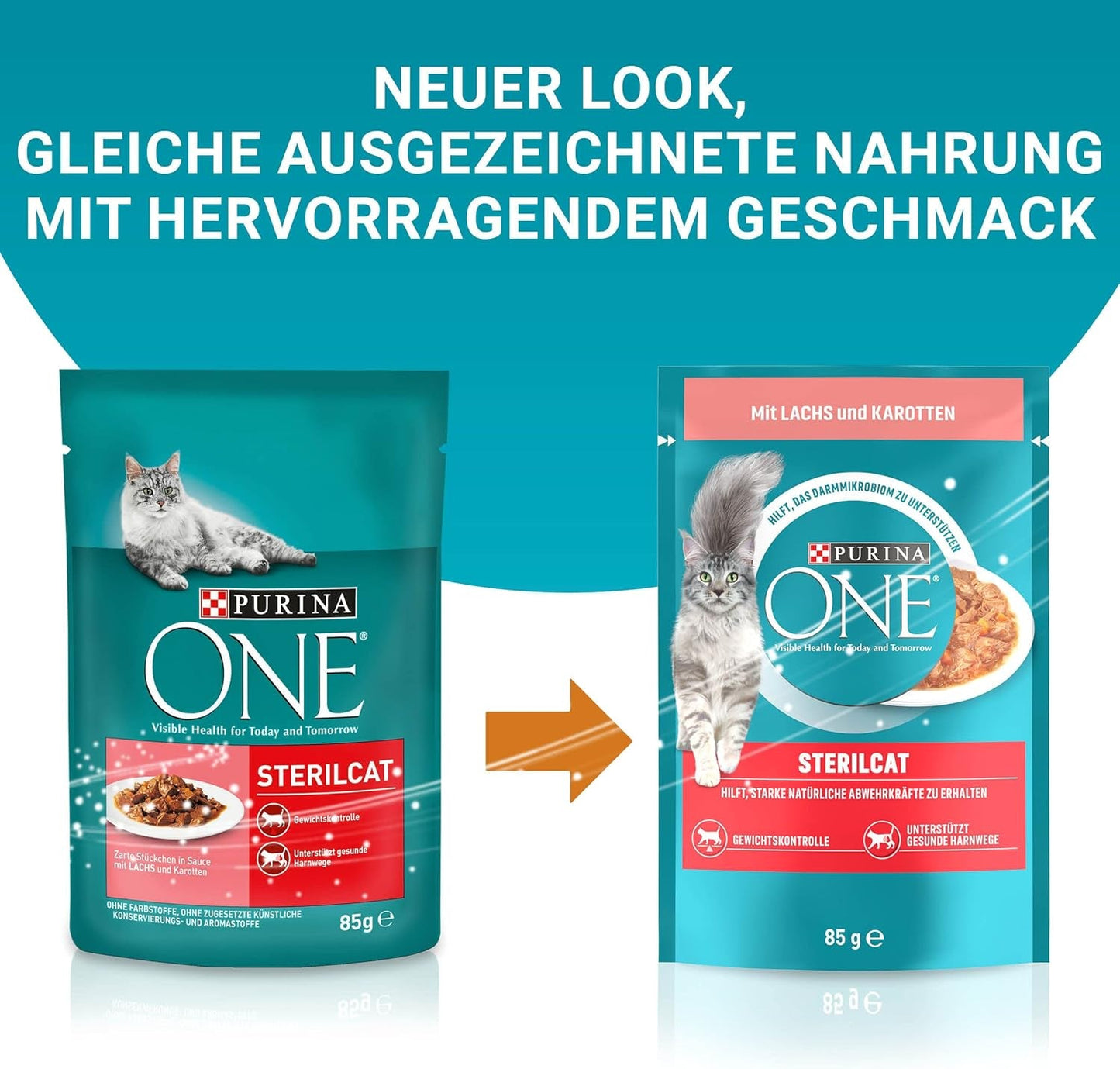 PURINA ONE STERILCAT cibo umido per gatti, teneri pezzi in salsa per gatti sterilizzati, con salmone, confezione da 26 (26 x 85g)
