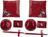 Servizio da Tavola Completo Giapponese 2381, Porcellana, Rosso