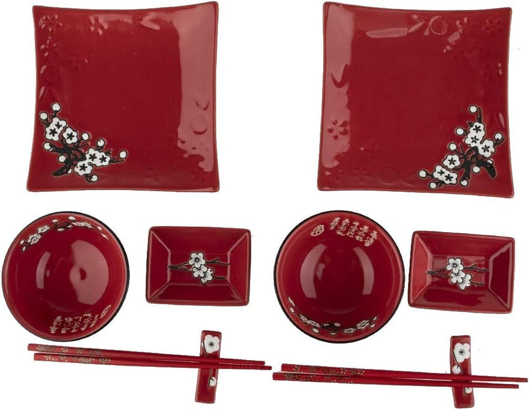 Servizio da Tavola Completo Giapponese 2381, Porcellana, Rosso