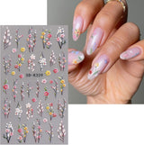 JMEOWIO 3D Nagelsticker Blumen Nail Art Sticker Self-klebend Nagelaufkleber 5D Stereoscopico Herbst Blumen Dekoration Nageldesign Zubehör 4 Blatt
