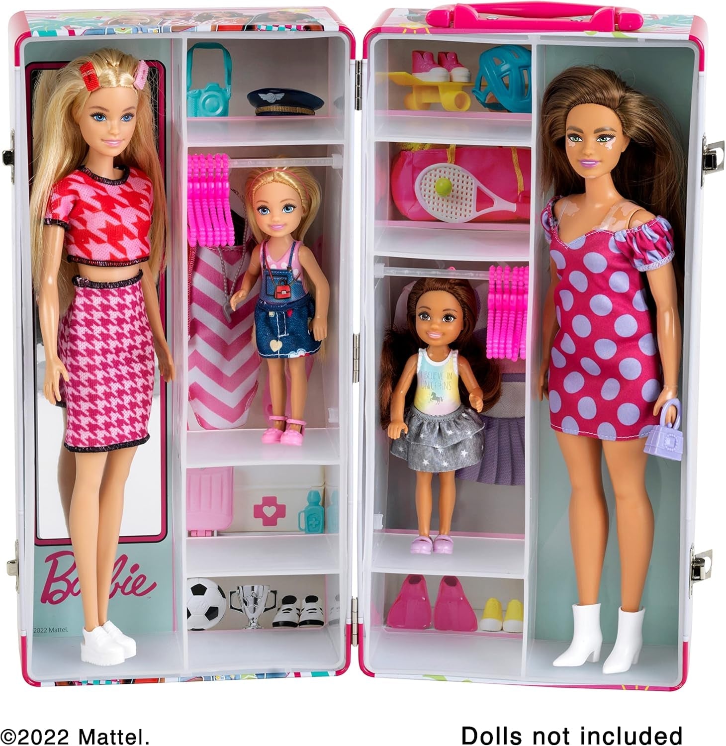 Theo Klein 5801 Guardaroba Barbie con aste appendiabiti e scomparti, giocattolo dai 3 anni in su, accessori inclusi, multicolore