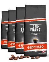 Der-Franz Espresso Kaffee, Intensità 5/5, Arabica e Robusta, ganze Bohne, 4 x 1000 g