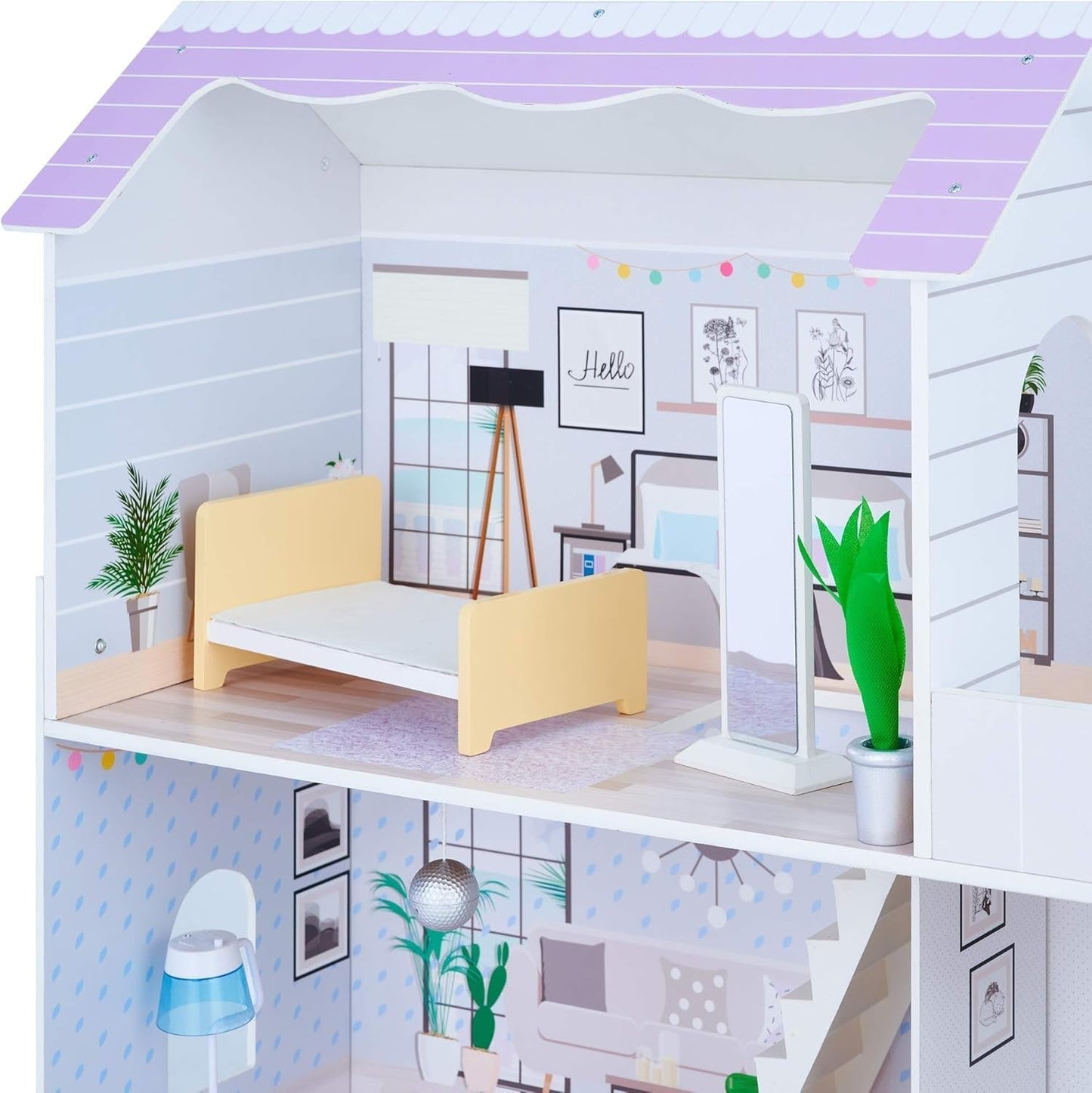 Teamson Kids Olivias Little World Casa delle Bambole Gigante con 16 Accessori per Bambole, Casa delle Bambole in Legno con Mobili, 3 Piani, Casa delle Bambole per Bambole da 12 Pollici/30 cm, Età 3 Anni+ Naty Shop Case delle Bambole