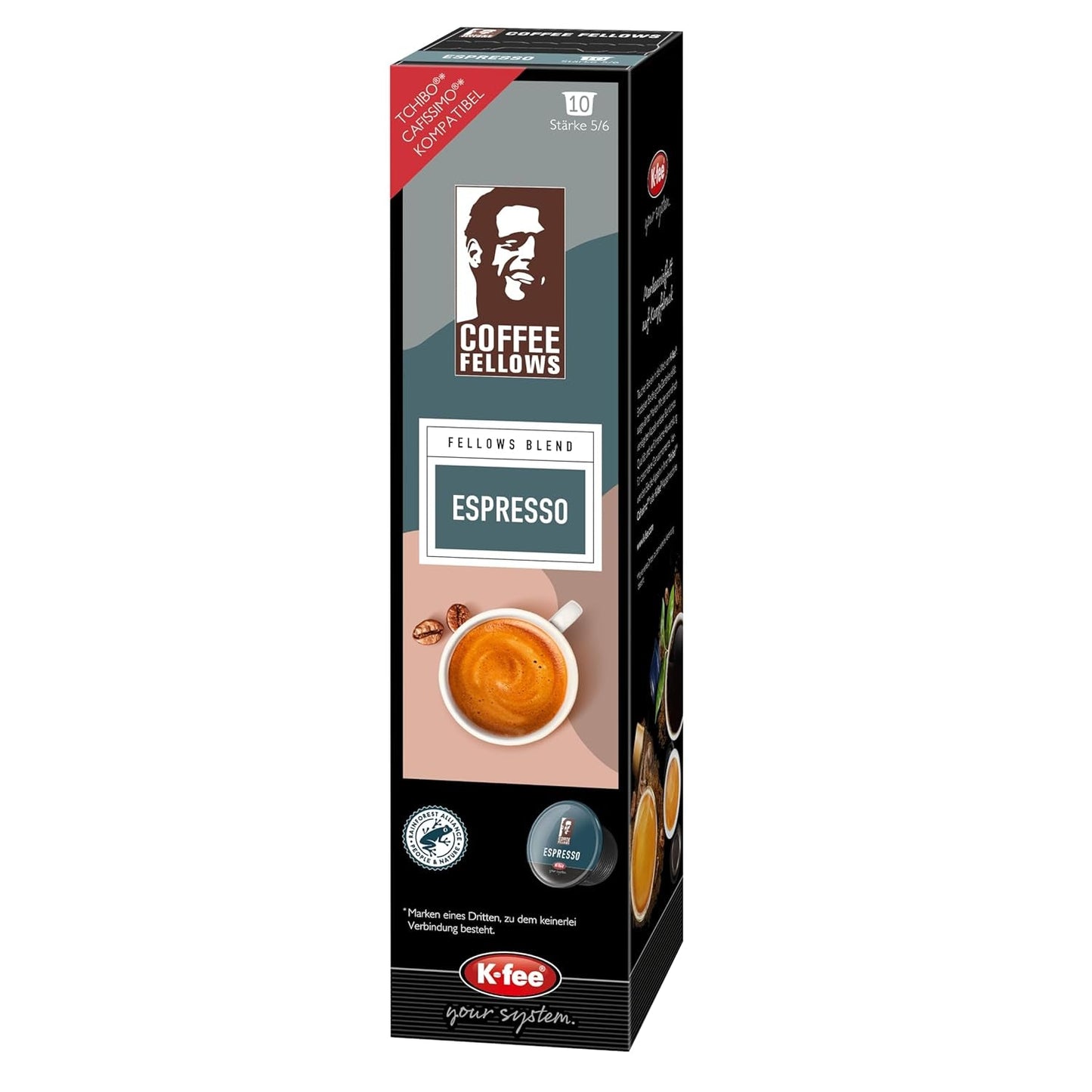 Capsule Coffee Fellows Blend Espresso, compatibili con K-fee, EXPRESSI & Tchibo Cafissimo*, schokoladig-fruchtige Aroman, 120 Kaffeekapseln