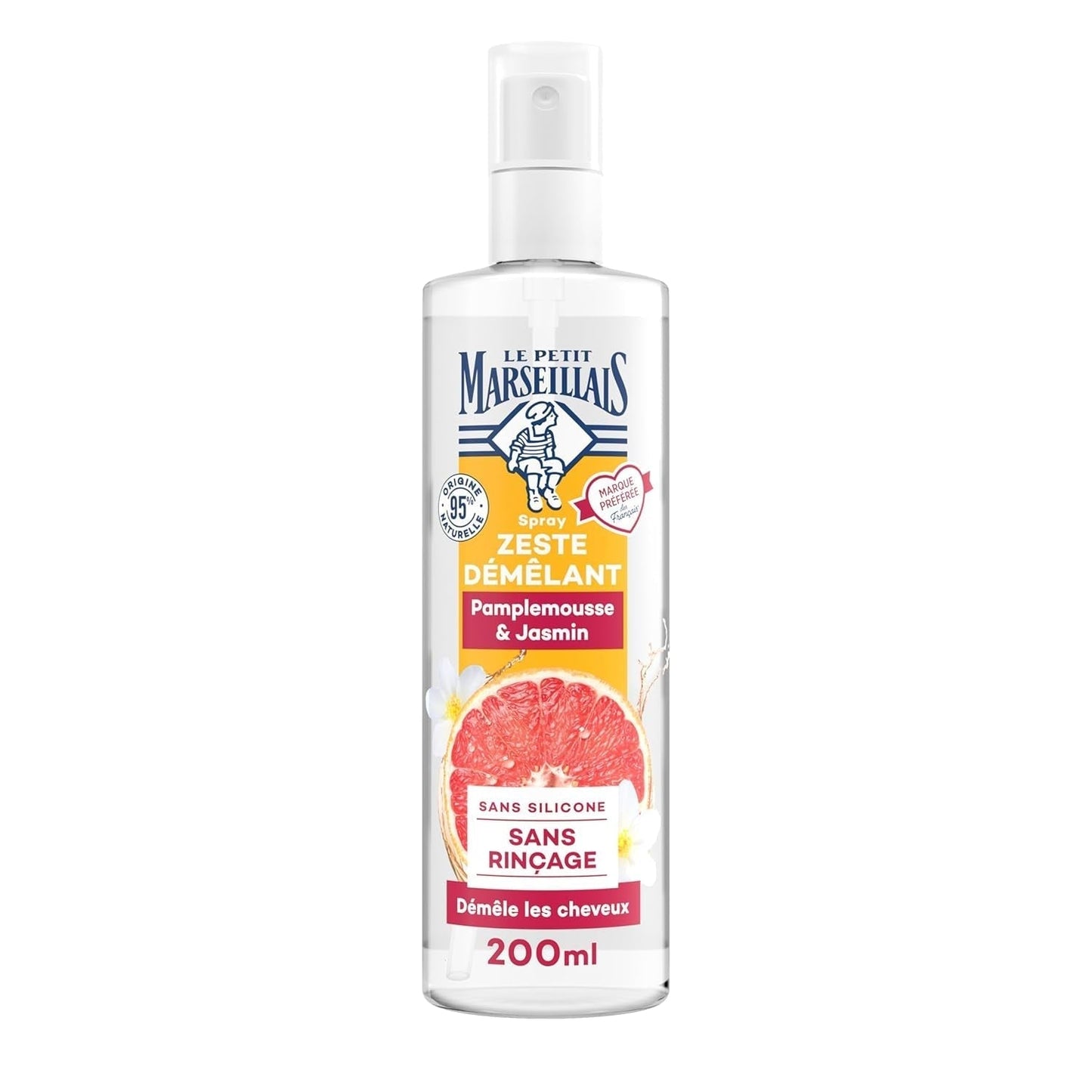 Il piccolo marsigliese | Spray districante al pompelmo e gelsomino (flacone da 200 ml) - Cura districante senza risciacquo - Prodotti districanti al 95% naturali e senza siliconi Naty Shop Default Title