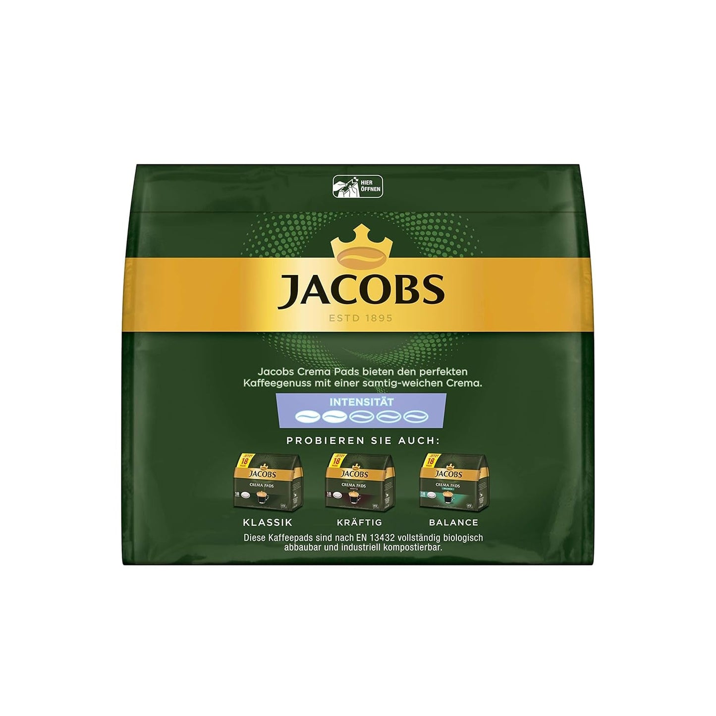 Jacobs Pads Crema Mild, Pads compatibili Senseo, 5 x 18 Getränke, 90 Kaffeepads