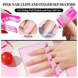 Set di 120 forme doppie per unghie, modelli per estensione unghie con pennello rosa a doppia punta, clip per punta delle unghie, separatore per dita in spugna e lima per unghie per unghie Polygel