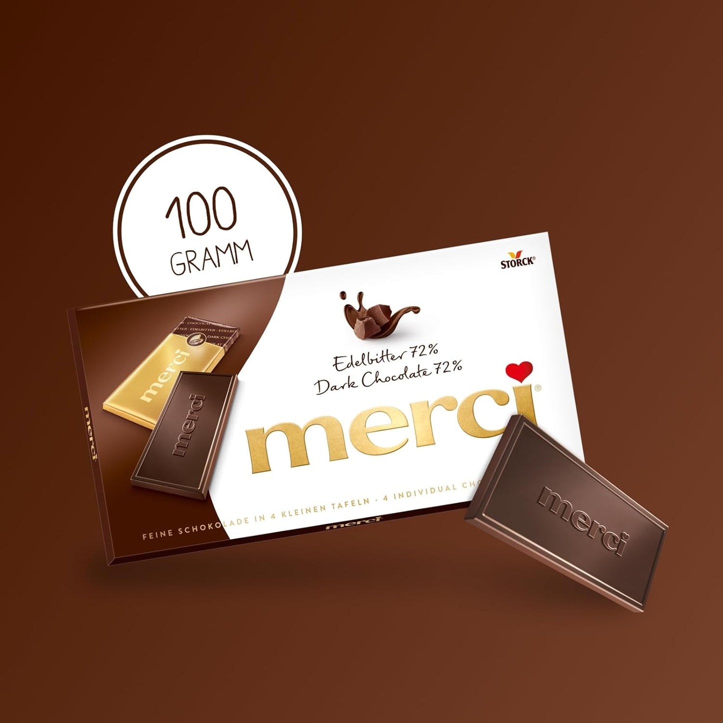 Tavolette di cioccolato fondente 72% – 5 x 100 g – Quadretti di finissimo cioccolato fondente – Cioccolato avvolto in lamina d'oro