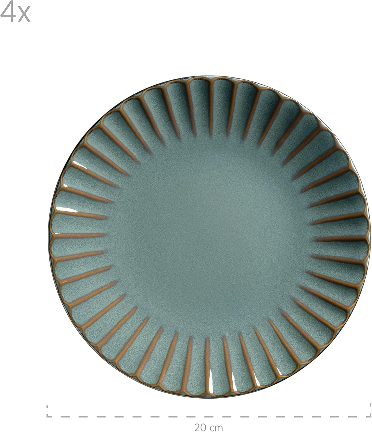 MÄSER 931964 Servizio di stoviglie serie Confino per 4 persone, look vintage moderno, set combinato in ceramica, 20 pezzi, colore petrolio con accenti neri, piastrelle