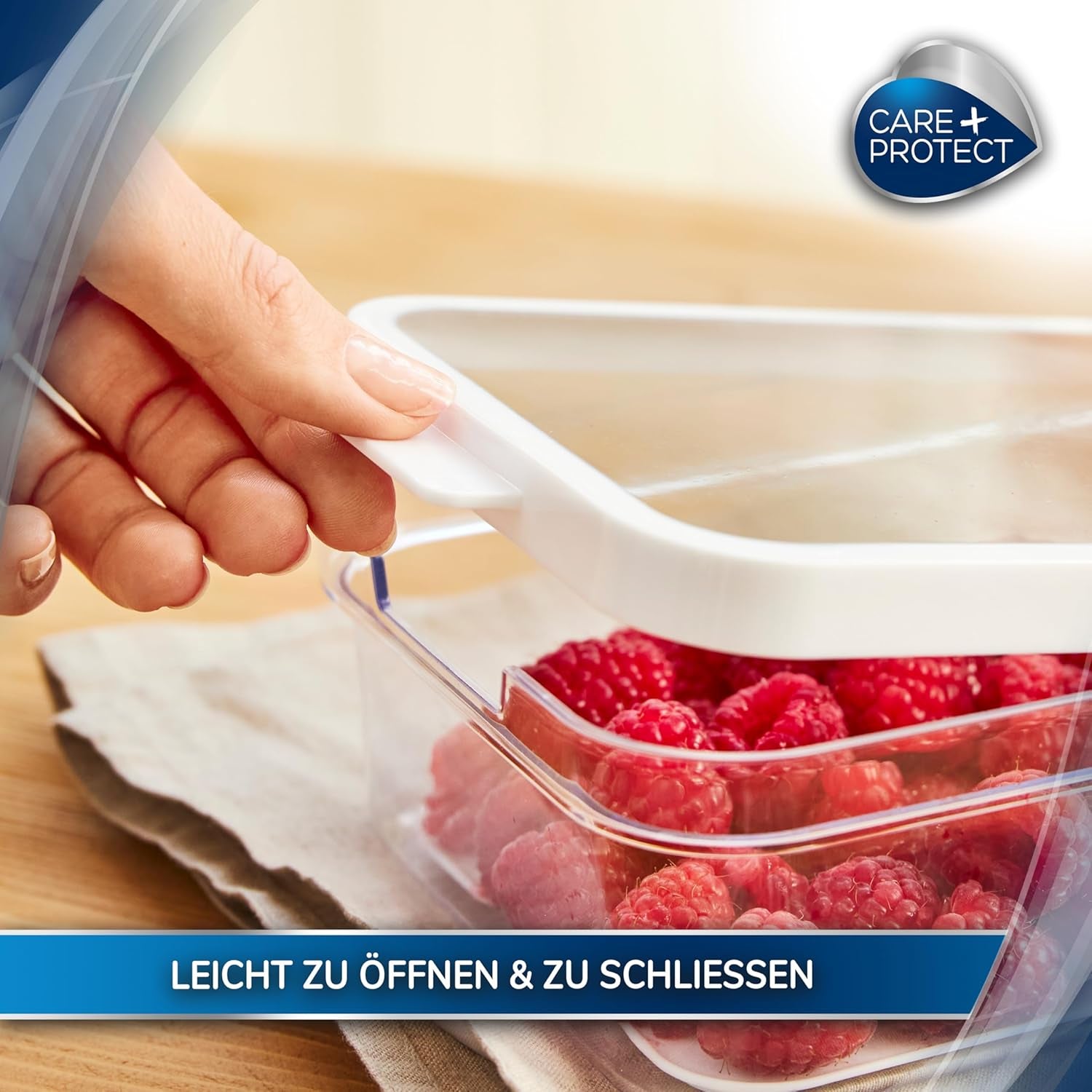 CARE + PROTECT Contenitore per alimenti intelligente, perfettamente impilabile, organizer per frigorifero, protegge gli alimenti dall'umidità, mantiene gli alimenti freschi più a lungo, 2,15 l Contenitori per alimenti Naty Shop