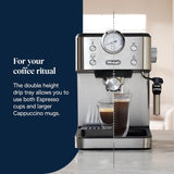 Macchina per caffè espresso portafiltro De'Longhi Classic EM450.M con montalatte professionale, corpo interamente in metallo, 15 bar, serbatoio dell'acqua da 1,7 l, acciaio inossidabile/metallo