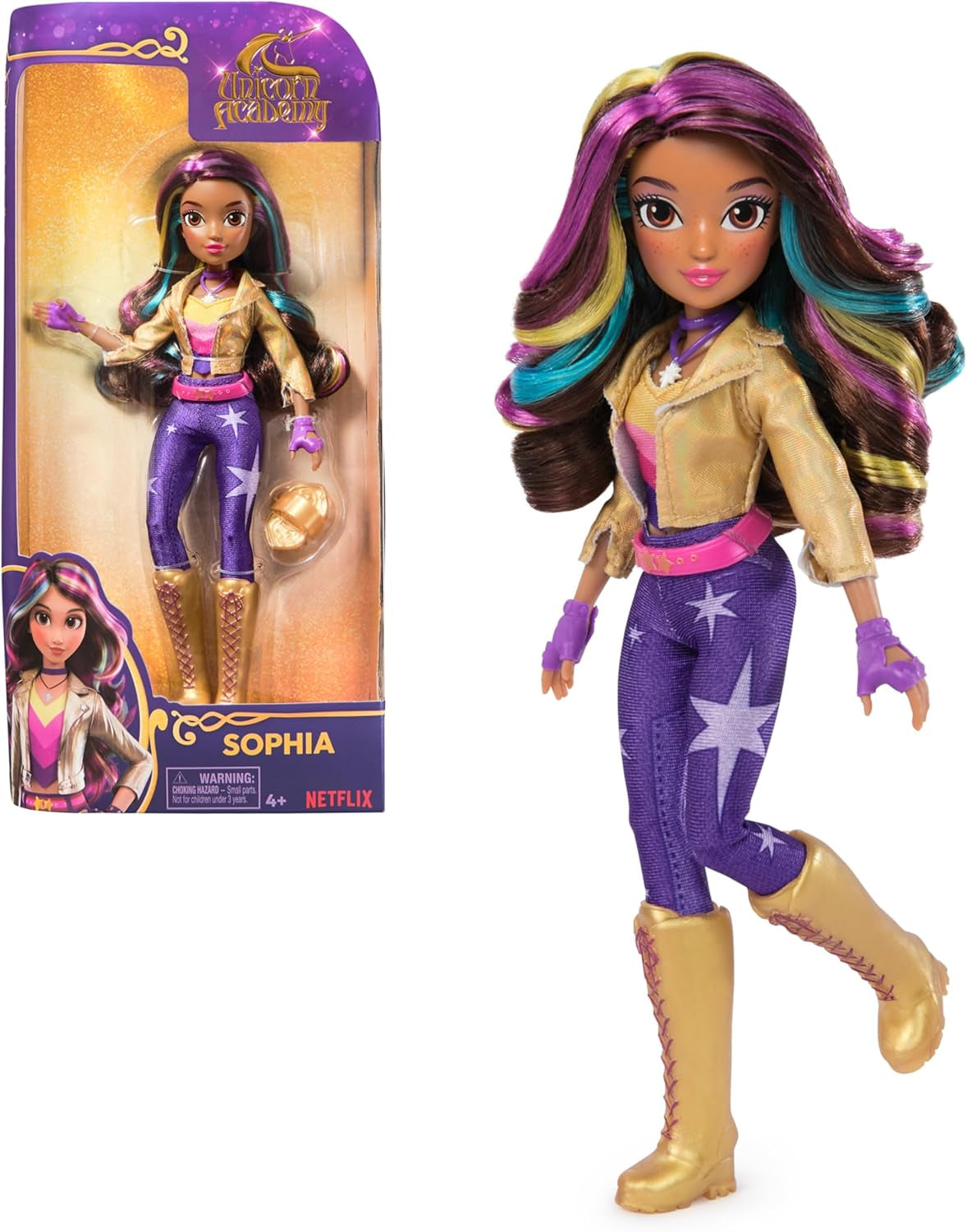 Unicorn Academy Deluxe Ballo in maschera Sophia - bambola da 24 cm della popolare serie Netflix con 2 abiti, travestimento classico e gioco di ruolo, età 4+ Naty Shop Dolls Vesti la bambola Sophia